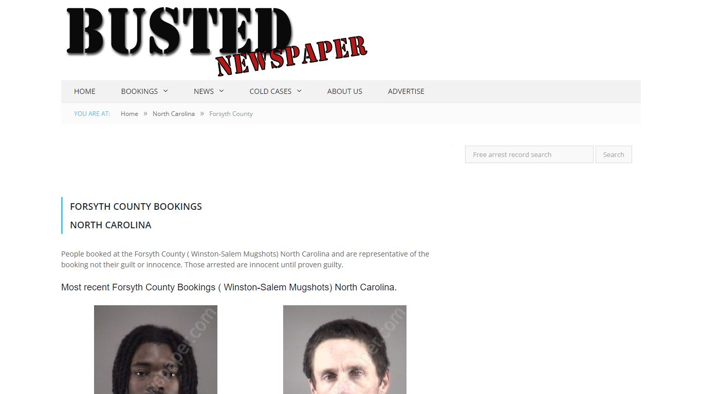 Forsyth County, NC ( Winston-Salem NC ) Mugshots - BUSTED NEWSPAPER