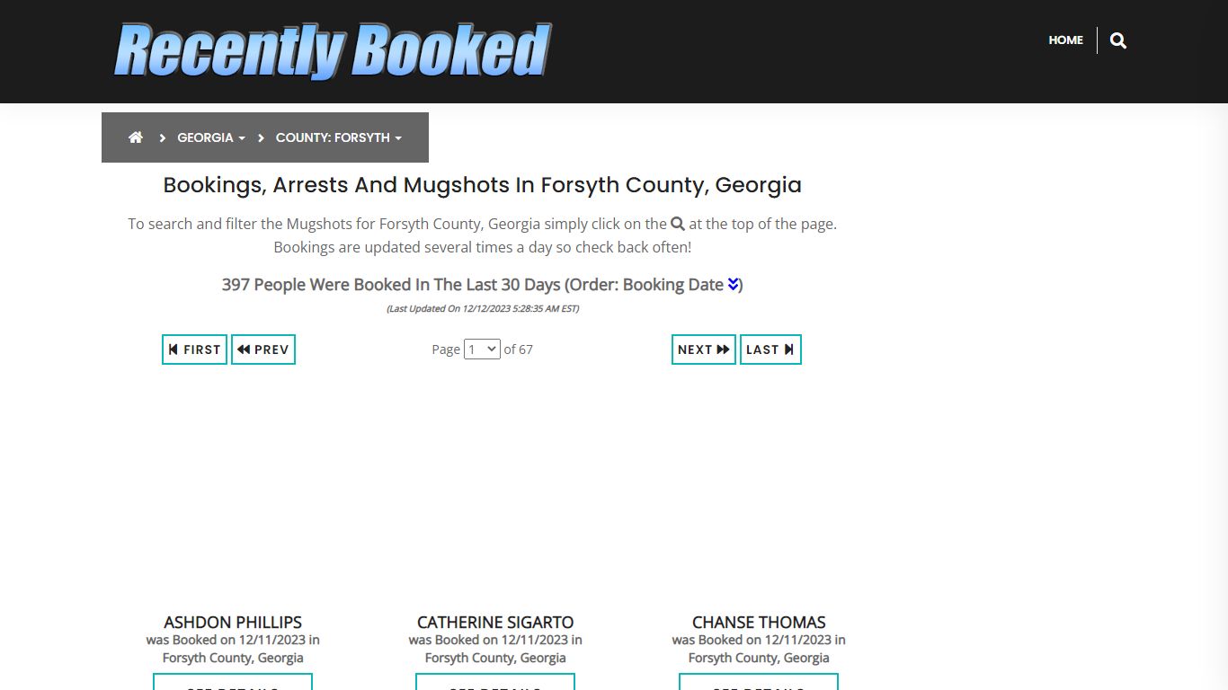 Recent bookings, Arrests, Mugshots in Forsyth County, Georgia